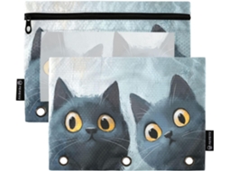 Pasta Organizadora Cute Chartreux Gato Curioso Com Fecho De Janela Transparente Em Várias Cores, 3-pastas Com Fecho