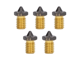 5 Peças Bicos De Impressora 3d Cobre Revestido Ptfe 1.75mm Filamento Bico De Hotend Alto Fluxo 0.6mm