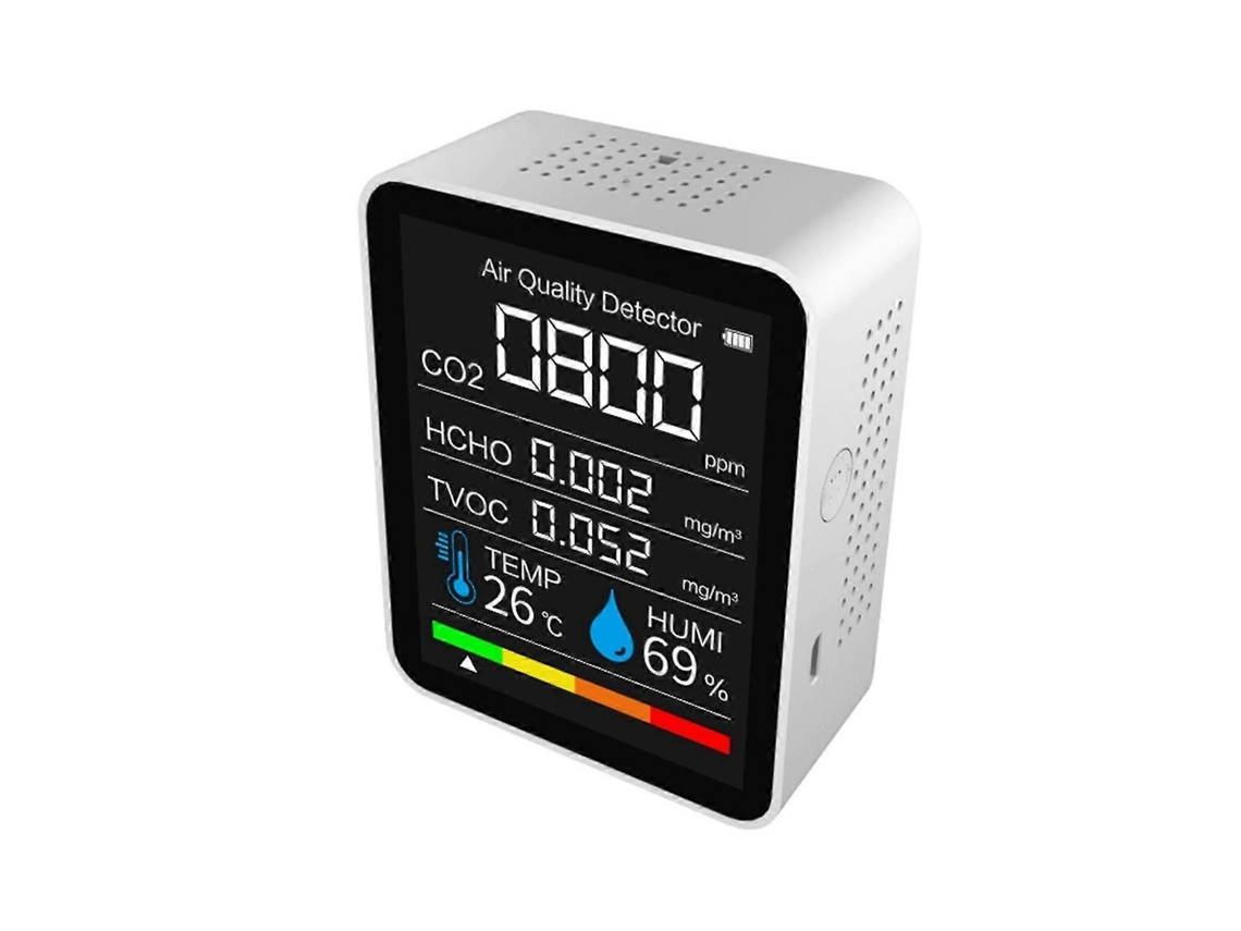 Lurelia Medidor De Qualidade Do Ar Co2, Tvoc, Pm2,5, Pm1,0, Pm10, Temperatura, Humidade, Branco