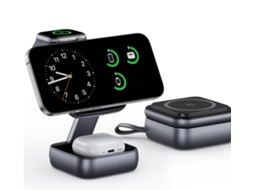 Carregador Sem Fio Magsafe 3 Em 1, Suporte Dobrável Para Iphone, Apple Watch E Airpods, Carga Rápida 15w (preto)