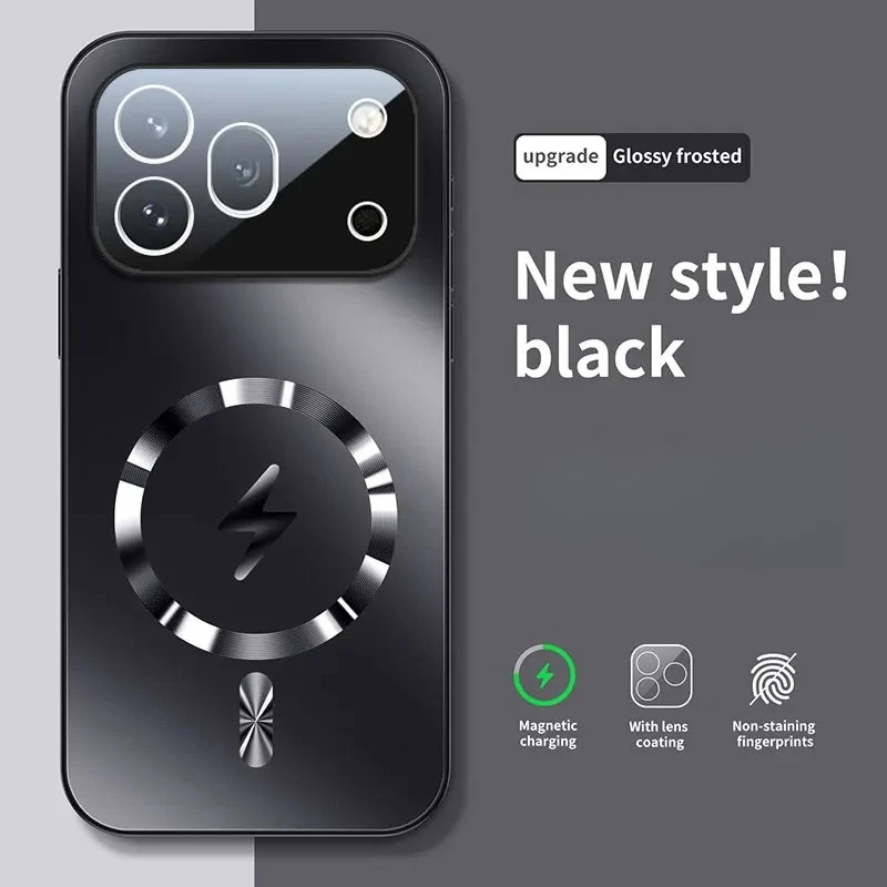 (preto, Honor 600 Pro) Capa Magnética Para Celular Com Lente De Vidro Fosco, Compatível Com Carregamento Sem Fio Magsafe.