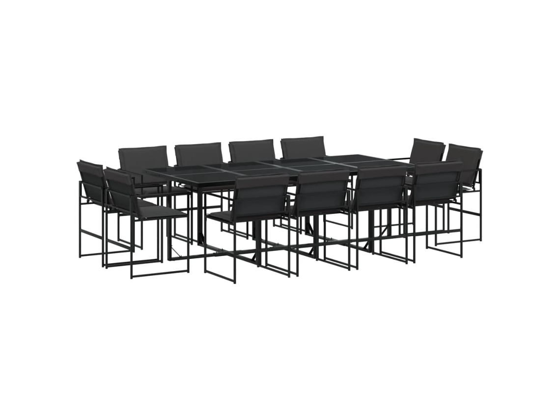 Maison Exclusive - 13 Pcs Conj. De Jantar P/ Jardim C/ Almofadões Textilene Preto