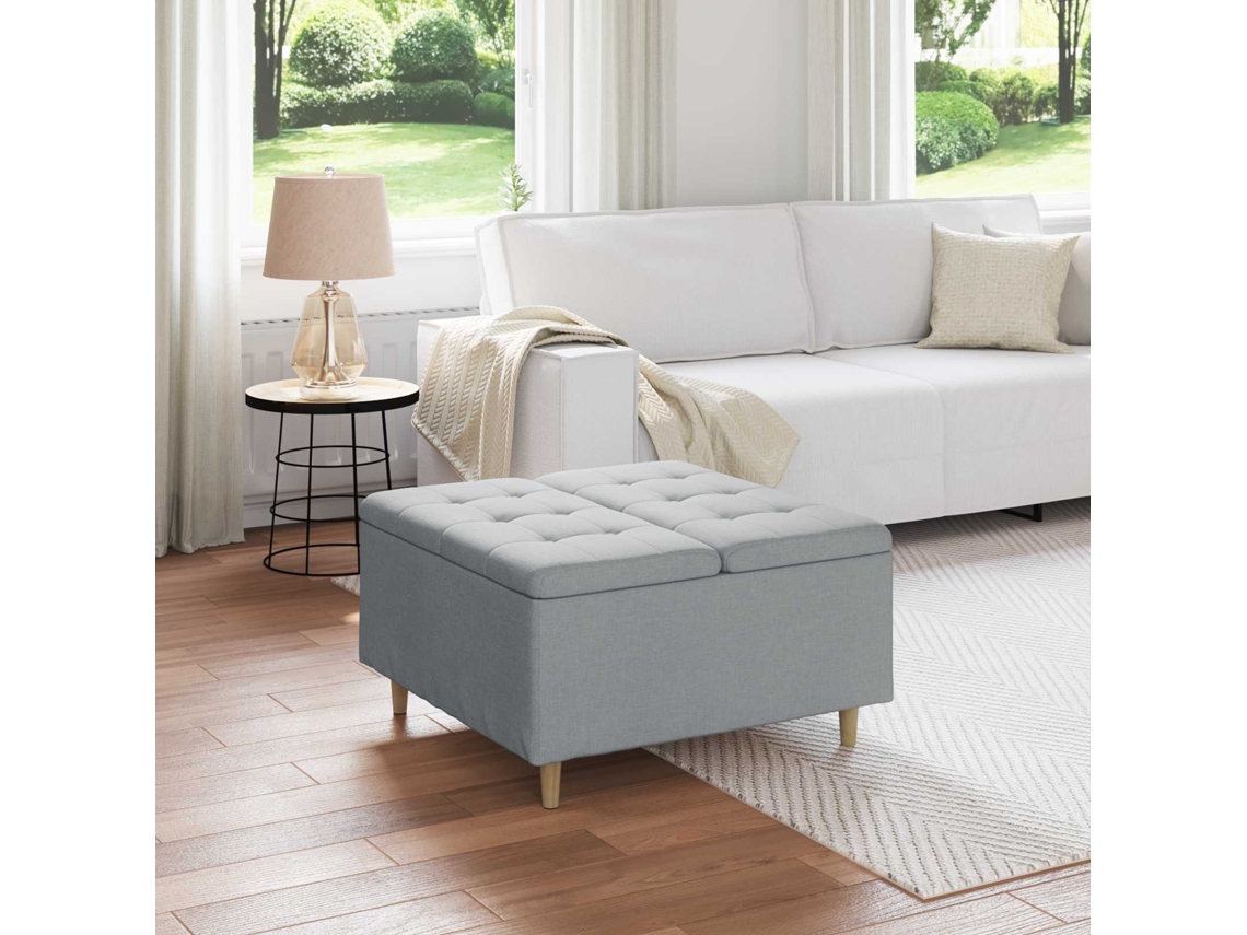 Vidaxl Otoman Com Armazenamento Cinzento-claro 80 X 80 X 45 Cm Tecido