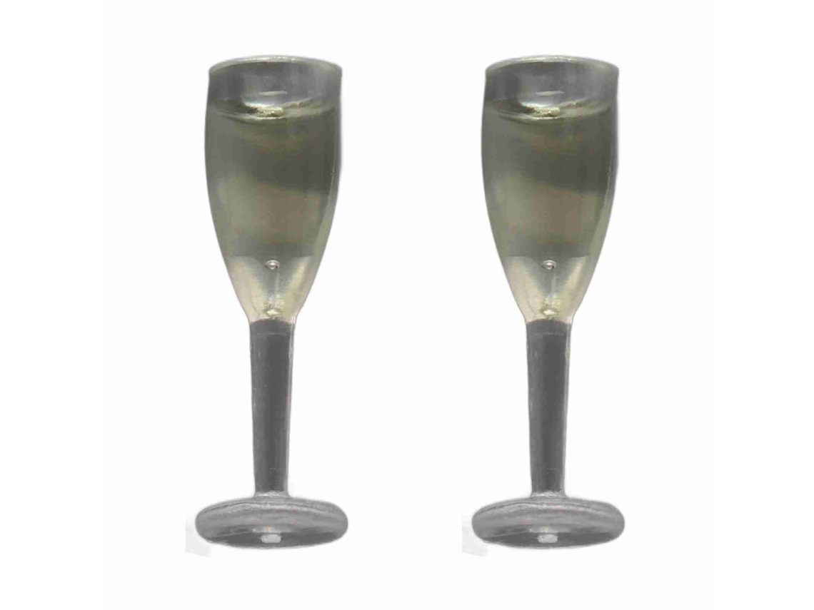 Primerox 2pcs Taça de Champanhe Miniatura Casa de Bonecas Acessório Bar Pub Brinquedo Plástico Resina 1:12