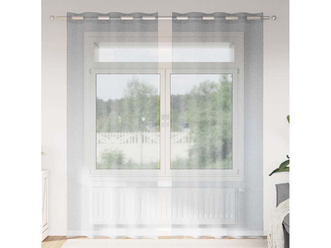 Vidaxl Cortina De Voile 2 Unid. Cinza Escuro 225 X 140 Cm Poliéster