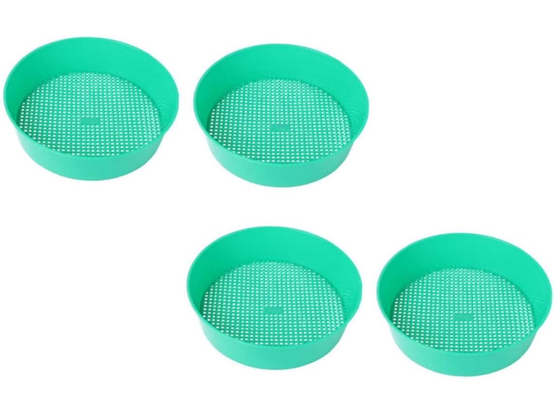 Conjunto De 4 Classificadores De Plástico Verde Para Jardinagem Com Malha Uniforme Para Peneirar.