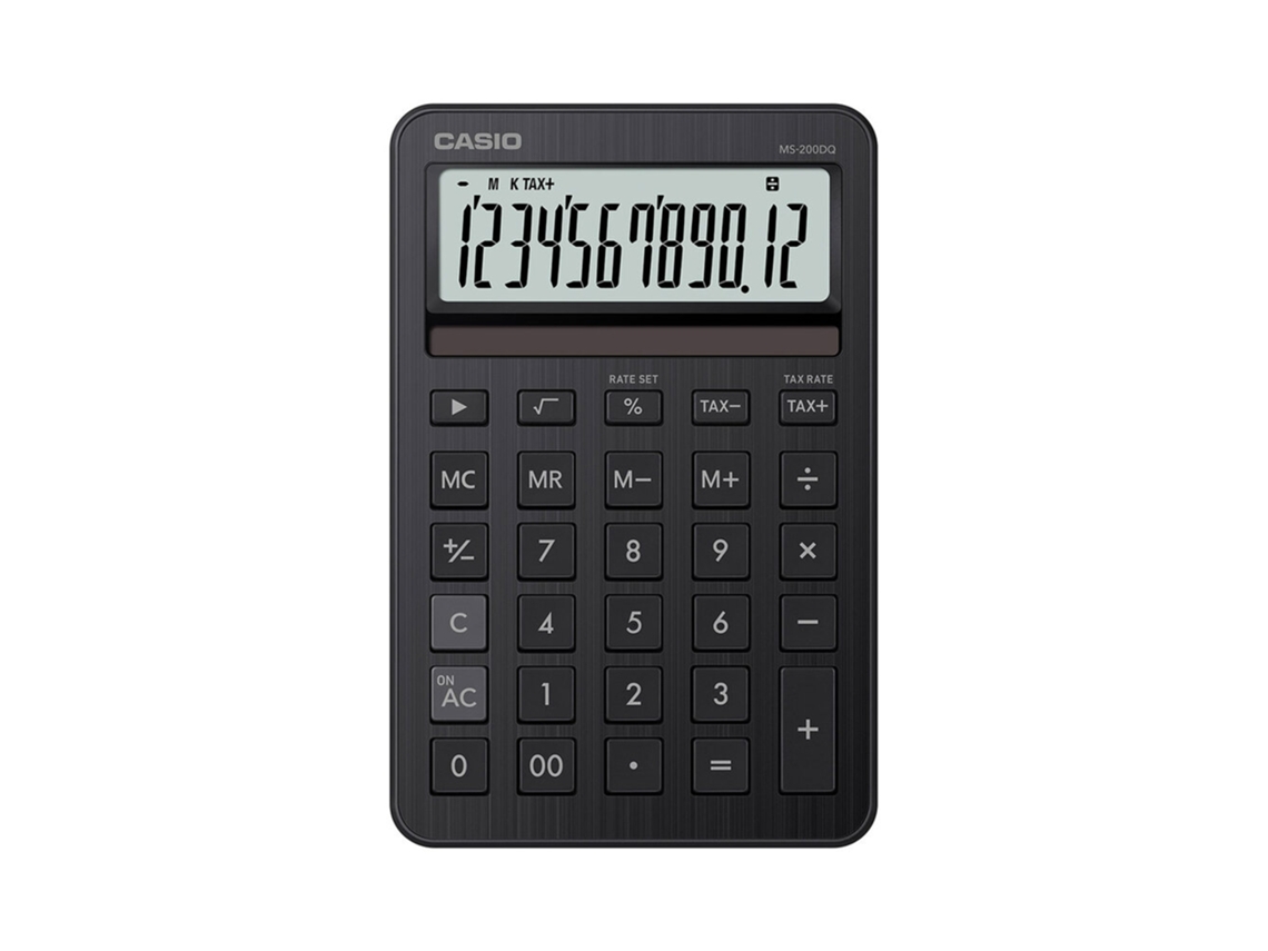 Calculadora de Secretária CASIO My Style Ms-200dq, 12 Dígitos, Preto