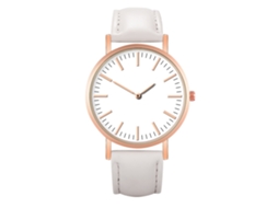 Reloj De Pulsera Femenino De Cuarzo Con Correa De Pu, Dial Redondo Y Pantalla Analógica (blanco)