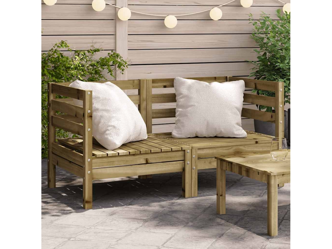 Vidaxl Sofás De Canto Para Jardim 2 Pcs Madeira De Pinho Impregnada