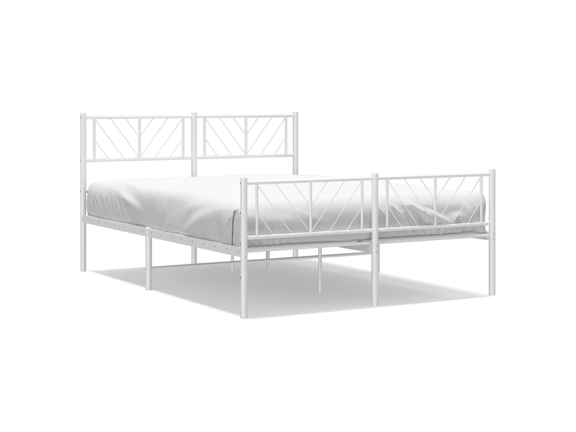 Metal Bed Frame, Metal Bed Frames Vidaxl Branco Aço (150 X 200 Cm)
