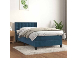 Vidaxl Cama Com Molas/colchão 100x200 Cm Veludo Azul-escuro