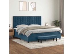Vidaxl Cama Com Molas/colchão 200x200 Cm Veludo Azul-escuro