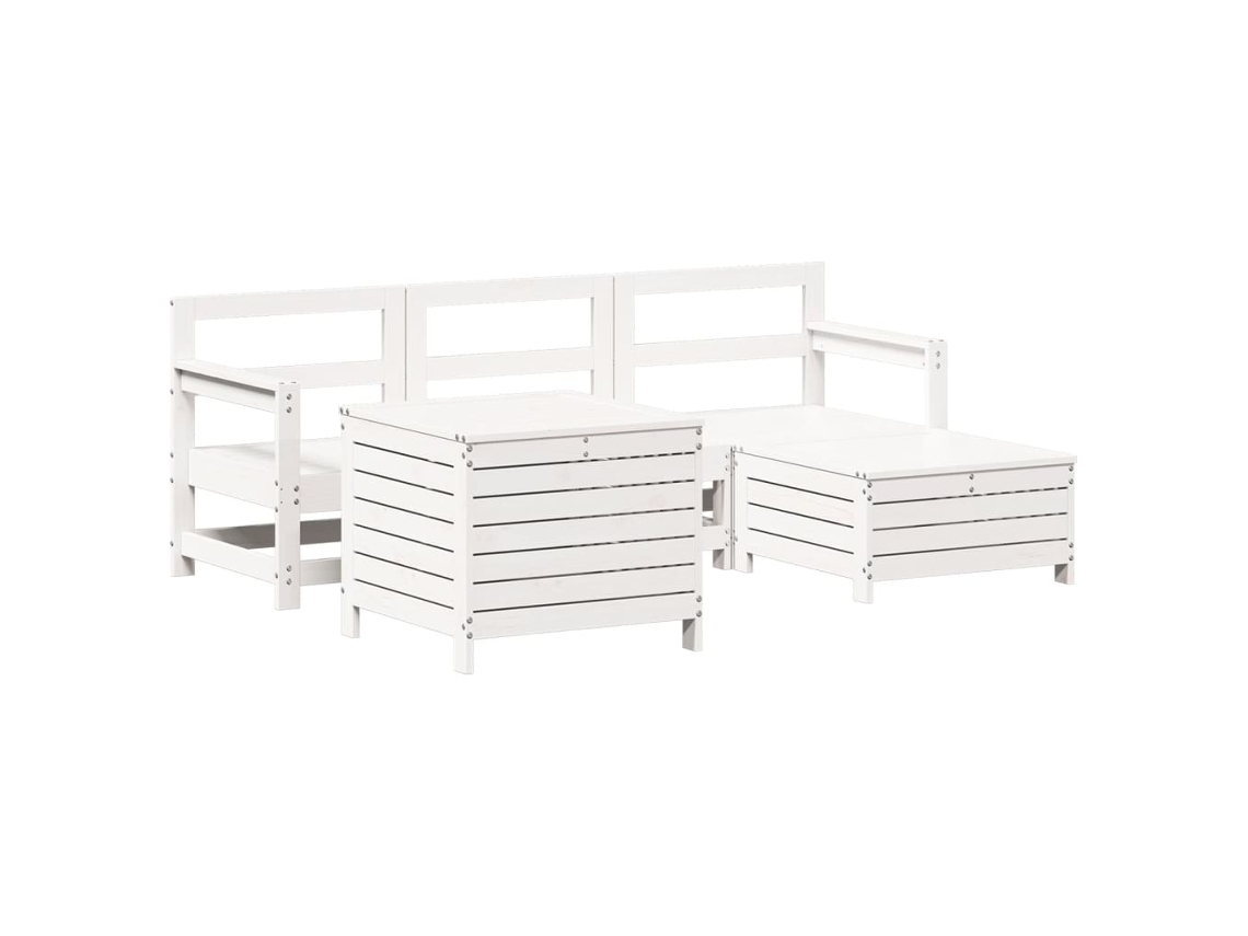 Conjunto de 5 Sofás de Jardim Madeira Pinho Maciça Branco MAISON EXCLUSIVE