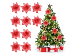 KOFIHETY Árvore de Natal reutilizável de 4 polegadas com flores artificiais de camada dupla para decoração de Natal