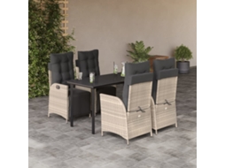 Vidaxl 5 Pcs Conjunto De Jantar P/ Jardim C/ Almofadões Cinzento Claro