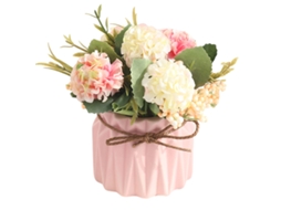 Flores Artificiais em Vasos Pequenos de Cerâmica para Decoração de Casa e Escritório NEVEANCE