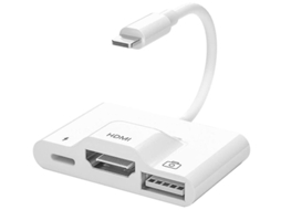 Adaptador 3 Em 1 Hdmi, Câmera Usb, Av Digital, 1080p/4k, Usb 3.0, Carregamento, Compatível Telefones 13/12 Etc Branco Bestvite