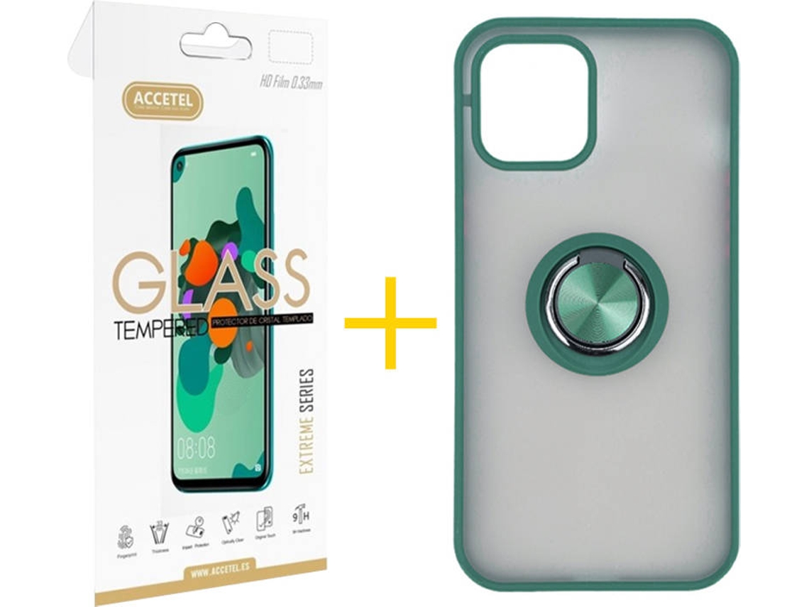 Capa e 1X Película de Vidro iPhone 11 Pro SKYHE Gel Bumper Ring Verde
