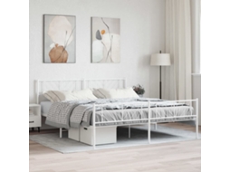 Vidaxl Estrutura De Cama Com Cabeceira E Pés 180x200 Cm Metal Branco