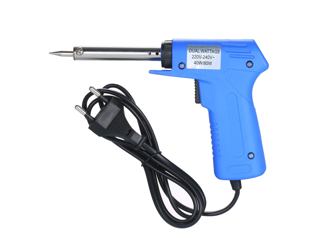 Pistola De Soldadura Eléctrica Double Power Ajustável 40w/80w Com Corpo Abs Azul Design Focado