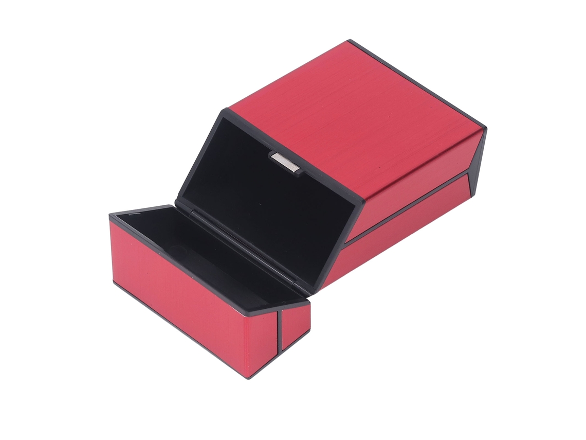 Porta cigarros Magnético de Liga de Alumínio com Capacidade para 20 Cigarros, Portátil, Ideal para Homens e Mulheres, Vermelho | S/MARCA