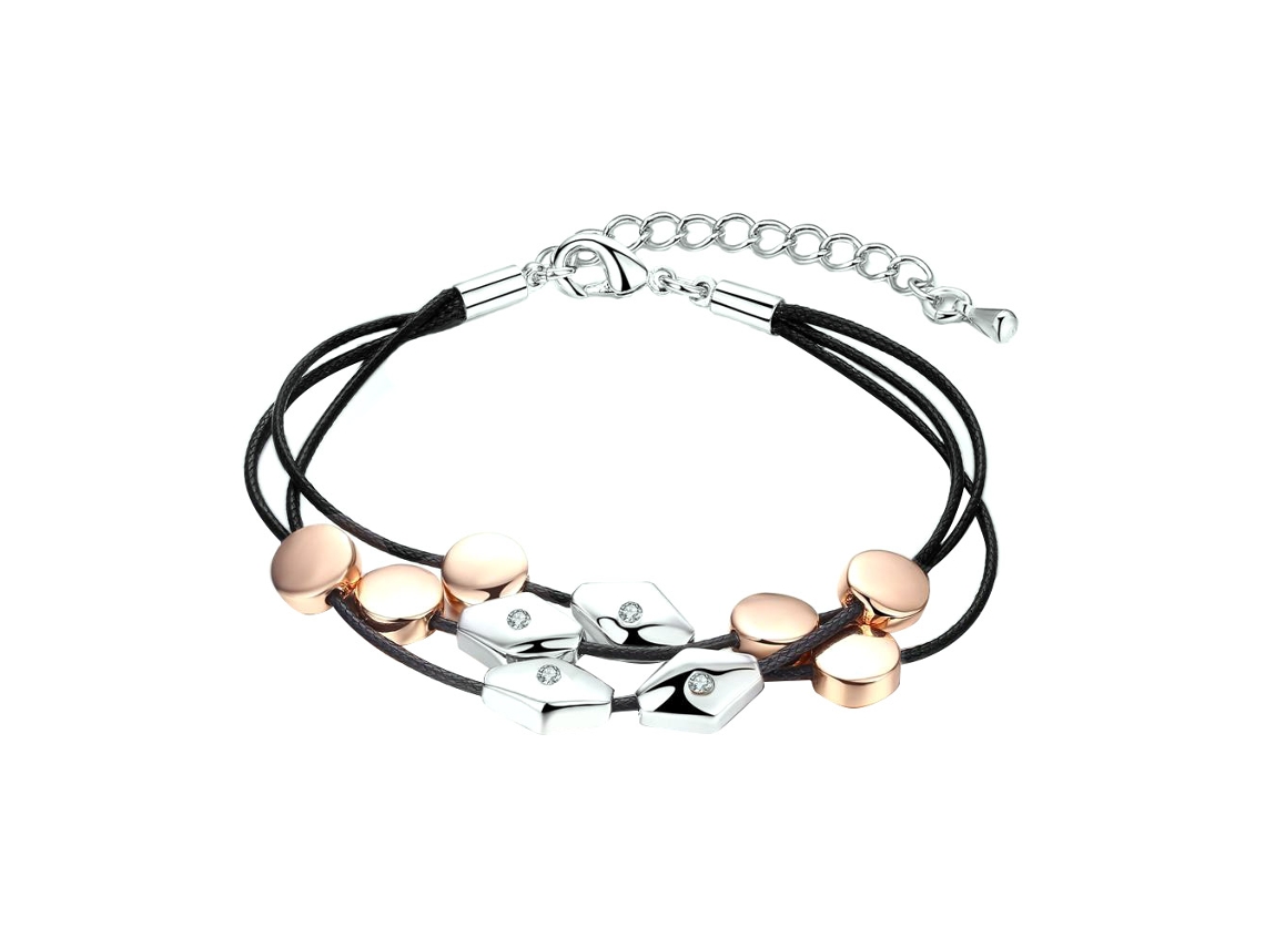 Pulseira Geométrica Com Pérolas Strass E Cadeia Extensível