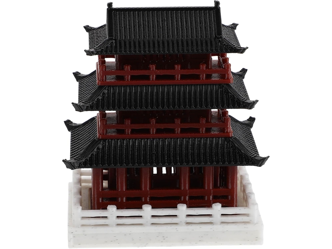 Miniatura de Pavilhão Kichouse em Estilo Antigo, Feita de Plástico com Detalhes Delicados e Design À Luz, para Micro CHABERLU