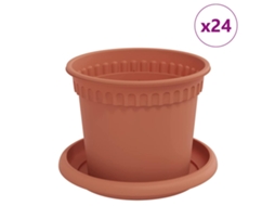 Vidaxl Vasos De Plantas 24 Pcs Vermelho Tijolo Ø 12,5 X 10 Cm Plástico