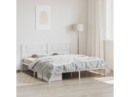 Vidaxl Estrutura De Cama Com Cabeceira 200x200 Cm Metal Branco