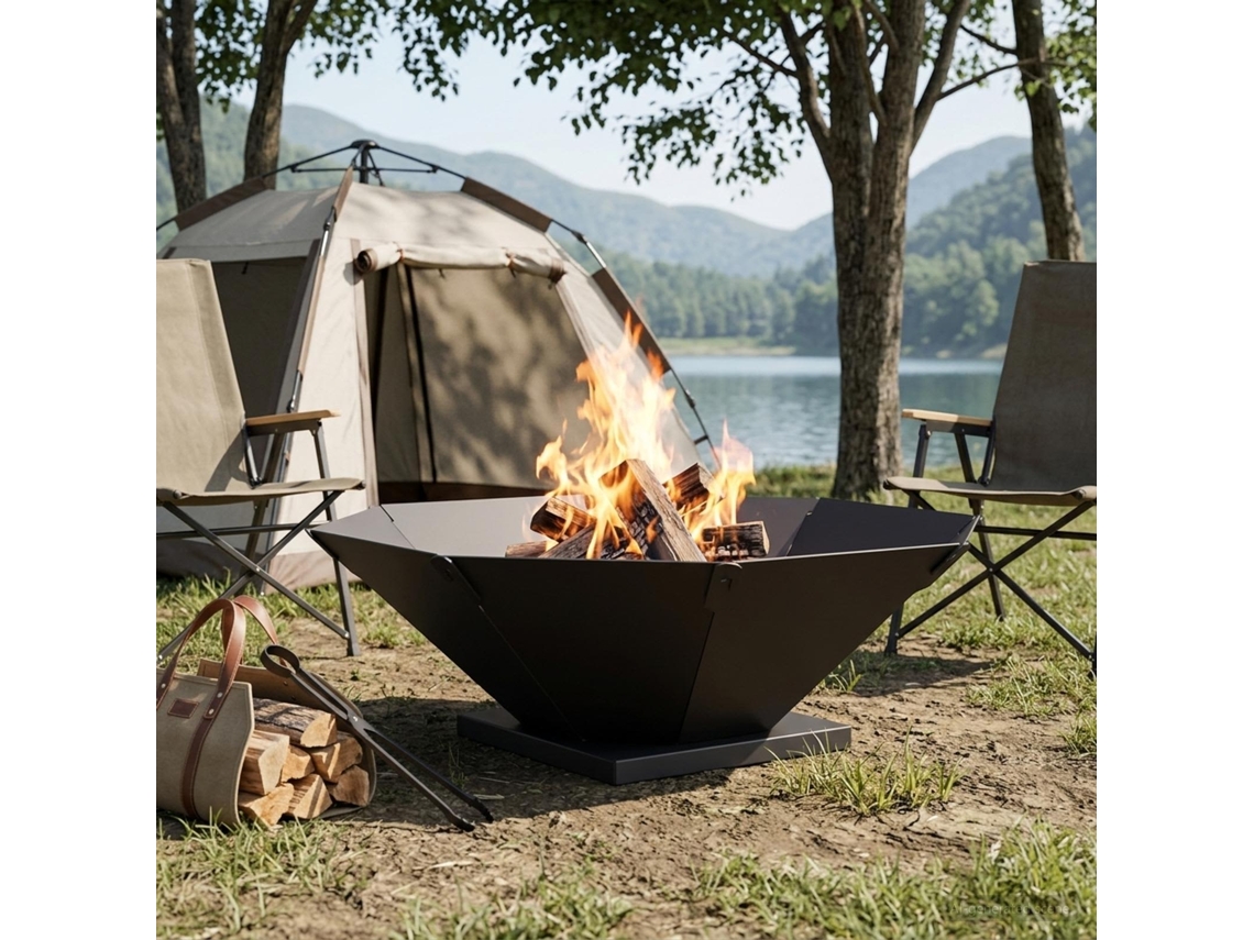 Vidaxl Fire Pit Preto 70,5 X 70,5 X 21,5 Cm Aço
