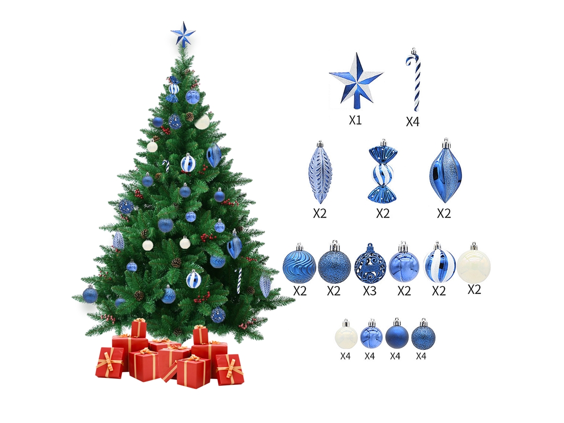 Conjunto de 40 Bolas de Natal LAXISCREED para Decoração de Árvore em Azul Meia noite
