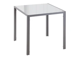 Mesa Jantar Quadrada Cinza 75x75x75cm, Vidro, 4p, 80kg.-mh