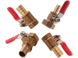 Válvula de Esfera com Rosca Fêmea Bsp 1/4", 3/8" e 1/2", Adaptador Latão para Tubulação, Alavanca Vermelha S/MARCA