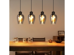 Candeeiro de mesa pendente NETTLIFE Black em vidro fumê com cúpula única E27 (sem lâmpada)