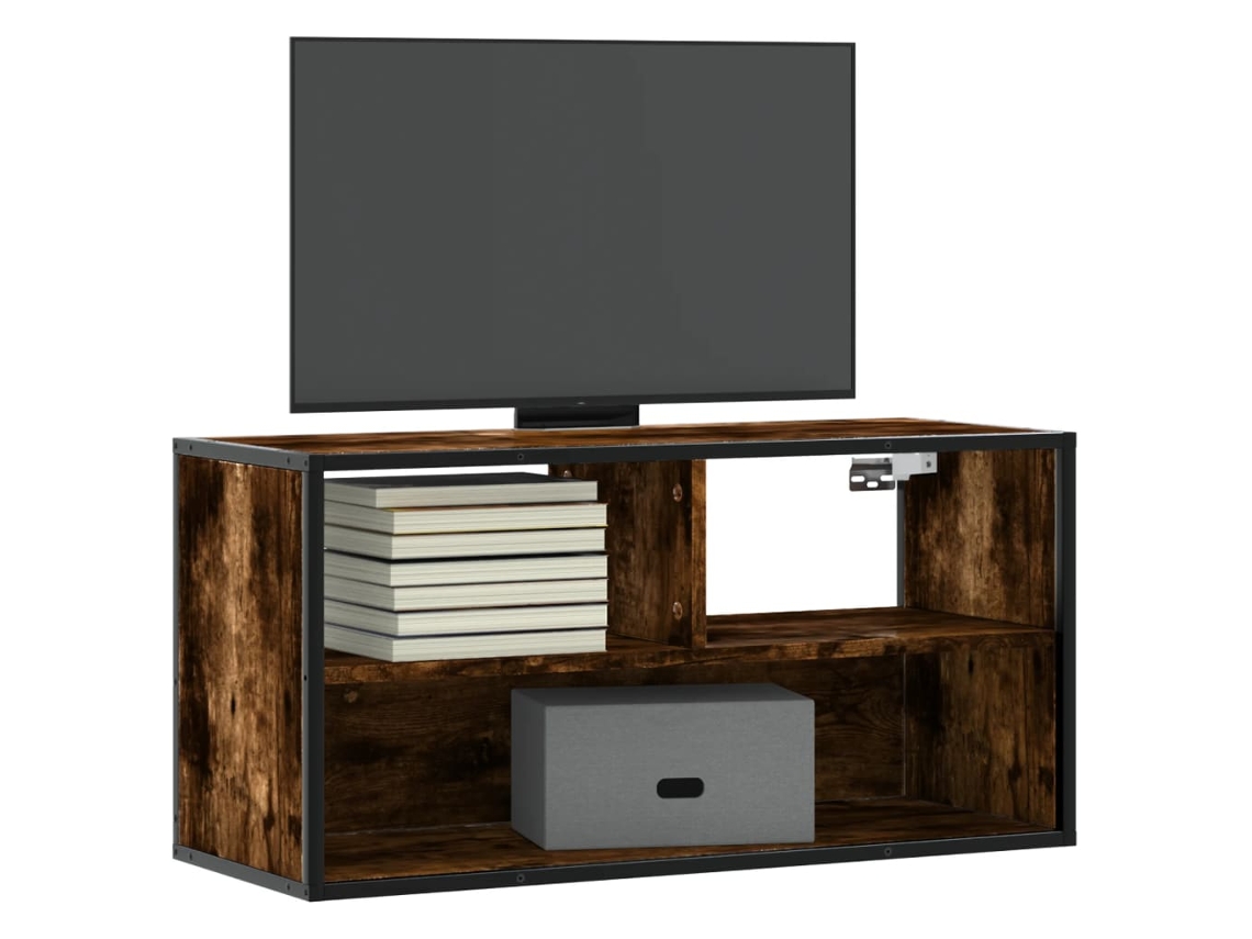 Vidaxl Móvel P/ Tv 80x31x39,5 Cm Deriv. Madeira/metal Carvalho Fumado