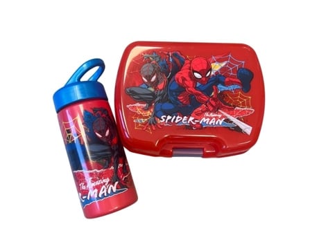 Conjunto De Refeição Infantil Do Spiderman Com Caixa De Lanche E Garrafa De 420ml Plástico Vermelho Para Escola E Saídas Eurobaq
