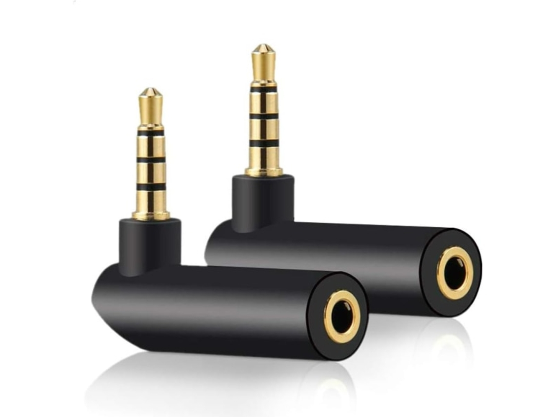 Adaptador de Áudio Macho para Fêmea em Ângulo Reto 3,5 Mm, Conector Estéreo Trs Banhado a Ouro com 90 Graus e Entrada Aux, Compatível Fones AQUAFORGE