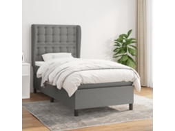 Cama Com Molas/colchão 100x200 Cm Tecido Cinza-escuro
