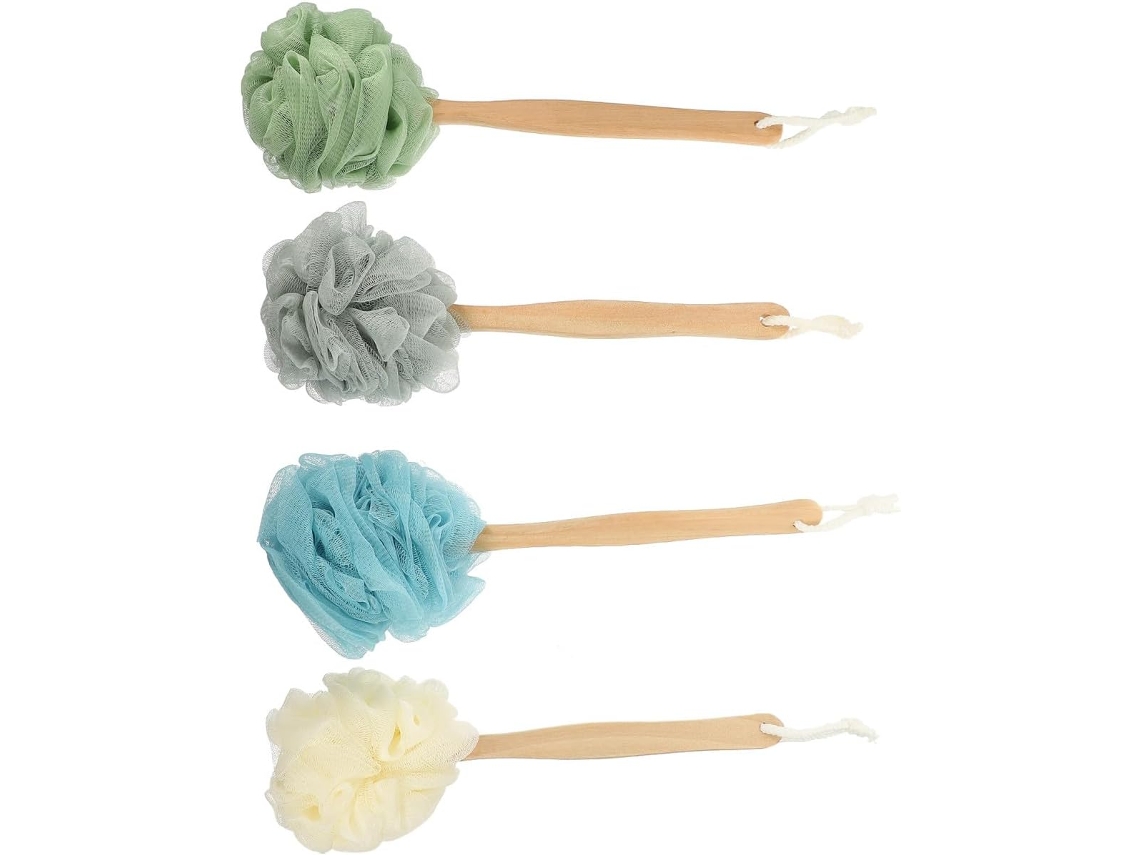 Conjunto De 4 Escovas Nylon Clispeed Para Banho, Com Cabo Longo, Ideal Para Limpar O Corpo E As Costas Fácil De Segurar