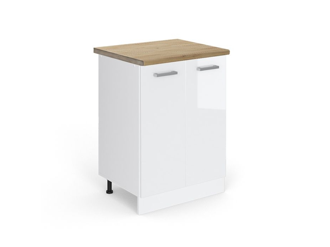 Móvel baixo de cozinha Vicco R-Line, branco alto brilho, 60 cm, carvalho PA