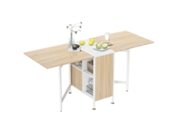 Mesa de Jantar Dobrável com Abas Rebatíveis, 4 Compartimentos, 3 Configurações, Até 4 Pessoas