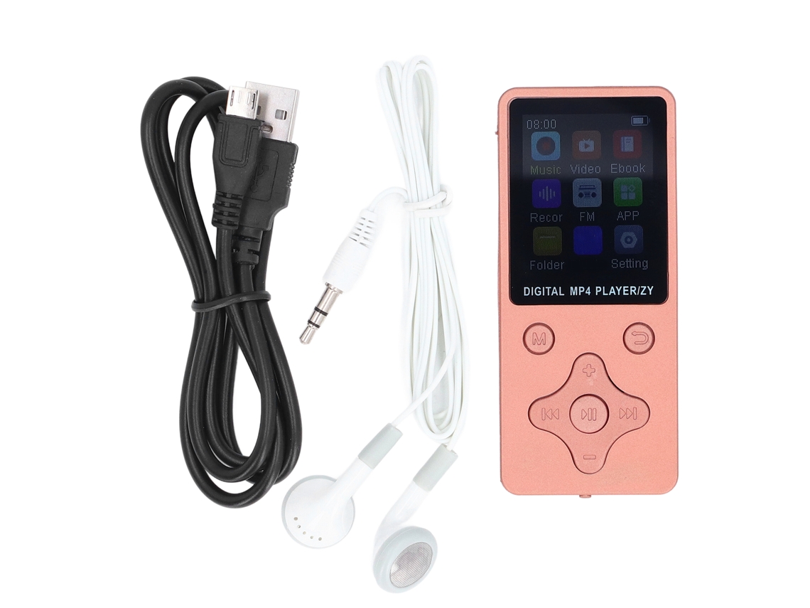 Reprodutor Mp3 Mp4 32gb Bluetooth 5.0 Tela 1.8 Polegadas Hi-Fi Portátil Ouro Rosa