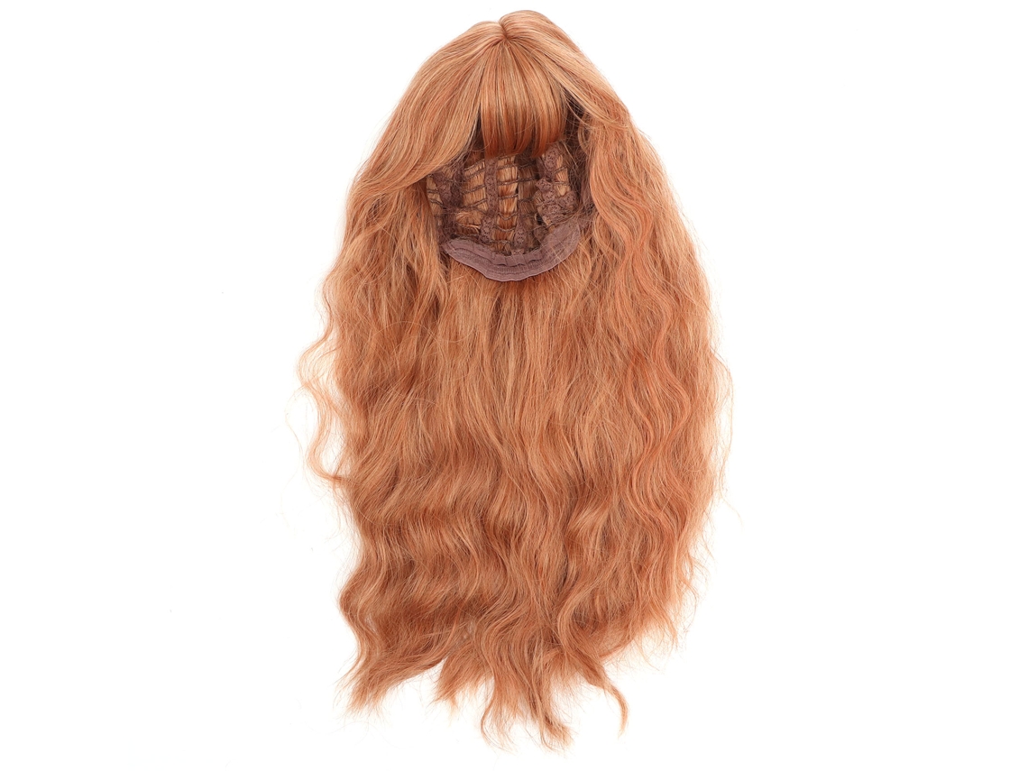Peluca Larga Ondulada Dorada Fluffy Para Fiesta De Cosplay Mujer