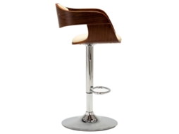 Banco De Bar Madeira Curvada E Couro Artificial Cor Creme Lovely Home