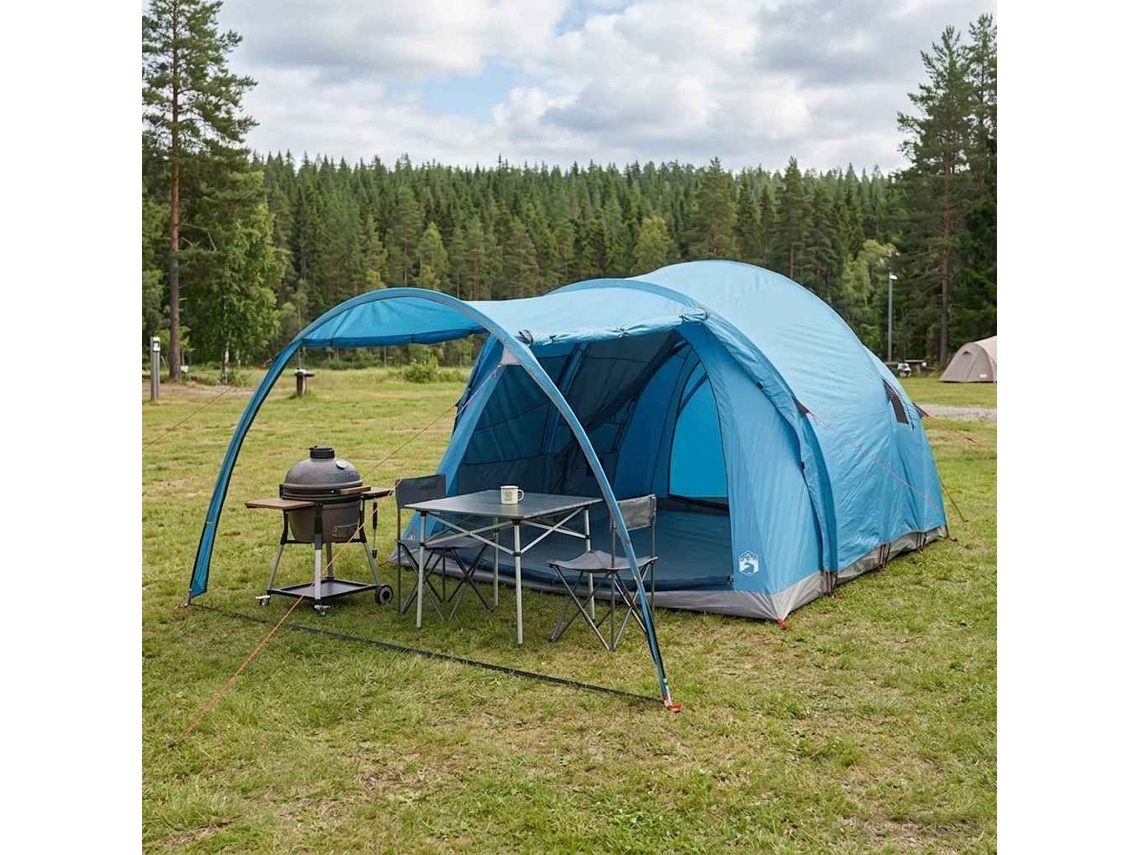 Vidaxl Tenda Túnel Com Telhado Azul 370 X 275 X 210 Cm Poliéster E Aço