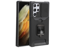 Capa De Celular Deslizante Com Design De Pc Tpu À Prova De Choque Para Samsung Galaxy S22 Ultra 5g Com Suporte De Anel E Compartimento Para Cartão