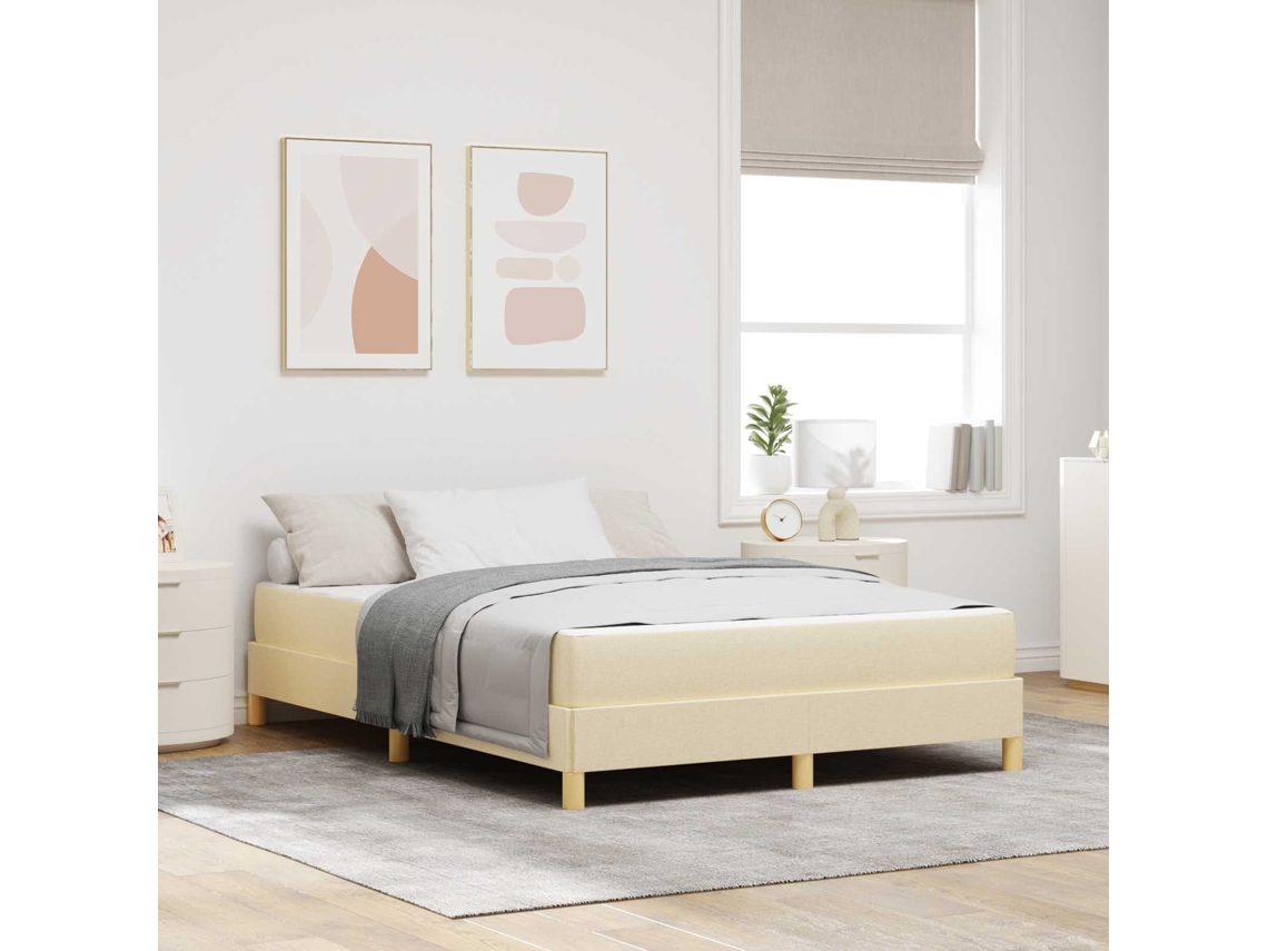 Vidaxl Cama Box Com Colchão Creme 140 X 200 Cm Tecido