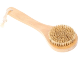 Escova De Banho Com Cerdas Naturais Porco E Cabo Madeira, Para Uma Esfoliação Suave E Massagem Relaxante Durante O Banho