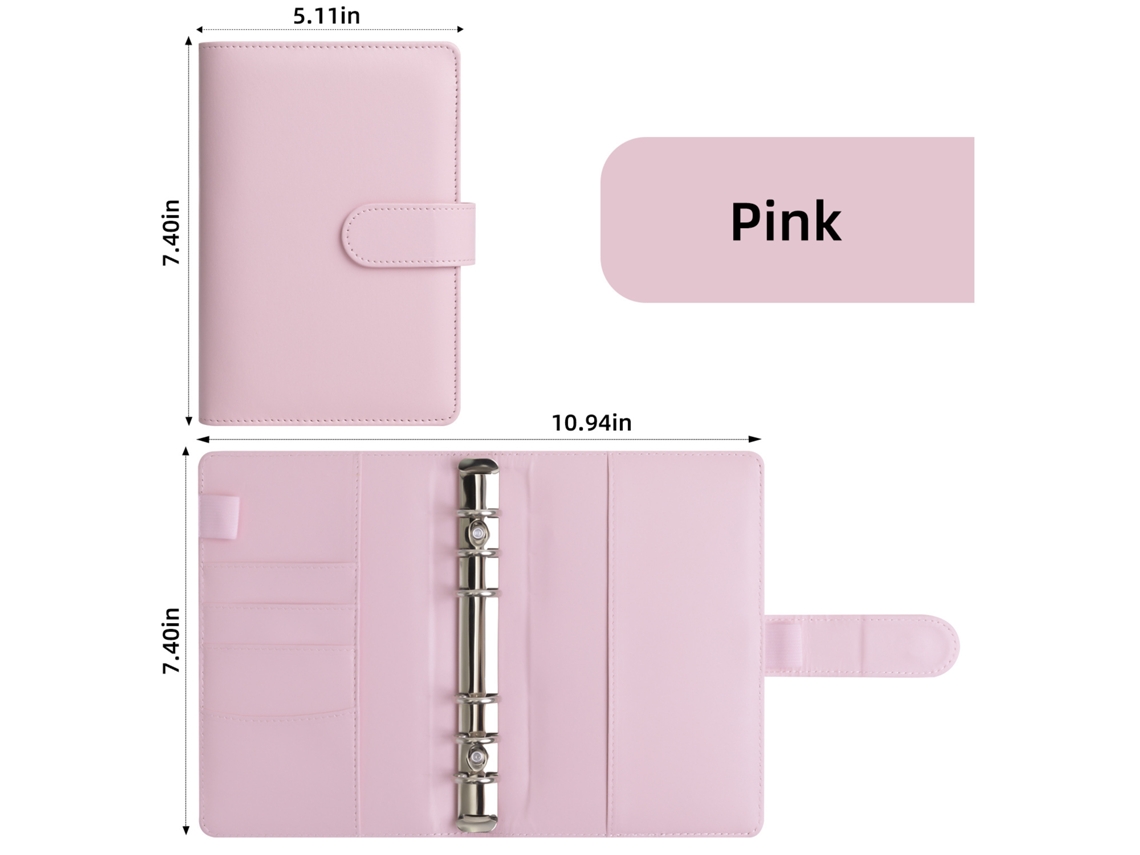 Caderno/ Planejador Organizador A6 em Couro Pu Rosa BRILVIBERA (somente a Capa)