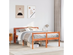 Vidaxl Estrutura Cama C/ Cabeceira 120x200cm Pinho Maciço Castanho-mel